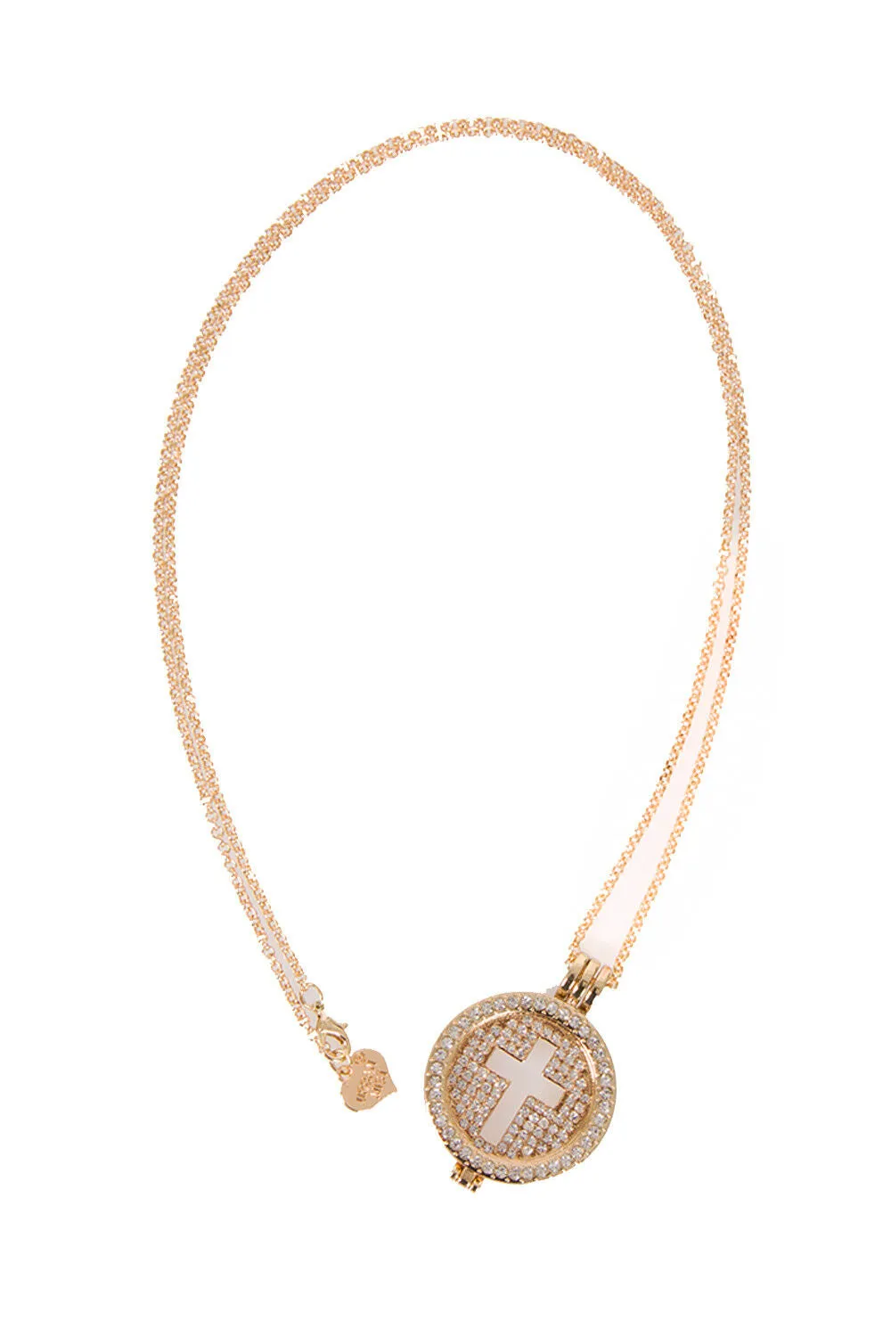 Diamante Cross Charm Pendant Long Necklace